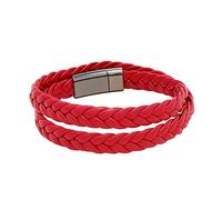 Reloj de pulsera para mujer de piel negra trenzada, en negro o pulsera para hombre con cierre magnético, pulsera de piel para hombre, incluye pulsera para teléfono móvil, talla única, Acero aleado, No