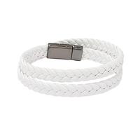 Reloj de pulsera para mujer de piel negra trenzada, en negro o pulsera para hombre con cierre magnético, pulsera de piel para hombre, incluye pulsera para teléfono móvil, talla única, Acero aleado, No