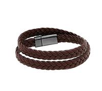 Reloj de pulsera para mujer de piel negra trenzada, en negro o pulsera para hombre con cierre magnético, pulsera de piel para hombre, incluye pulsera para teléfono móvil, talla única, Acero aleado, No