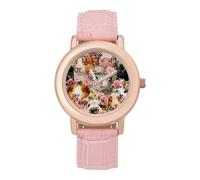 Reloj de pulsera para mujer, diseño de gatos, conejillos de indias, animales, floral, correa suave, regalo para cumpleaños, día de San Valentín