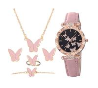 Reloj de pulsera para mujer, diseño de mariposas, 1,97 pulgadas, correa de piel sintética, resistente al agua, elegante, para fiestas, viajes, etc, rosa, Se référer au descriptif, Consulte la
