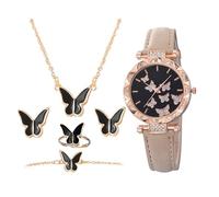Reloj de pulsera para mujer, diseño de mariposas, 1,97 pulgadas, correa de piel sintética, resistente al agua, elegante, para fiestas, viajes, etc, beige, Se référer au descriptif, Consulte la