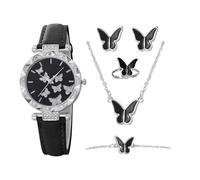 Reloj de pulsera para mujer, diseño de mariposas, 1,97 pulgadas, correa de piel sintética, resistente al agua, elegante, para fiestas, viajes, etc, negro, Se référer au descriptif, Consulte la