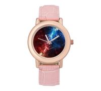 Reloj de pulsera para mujer, diseño de trueno rojo y azul
