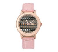 Reloj de pulsera para mujer, diseño tribal africano Kente, elegante, analógico, de cuarzo, correa de piel