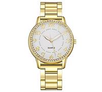 Reloj de pulsera para mujer, movimiento de cuarzo, reloj de pulsera aprobado para ferrocarril, dorado, talla única, pulsera