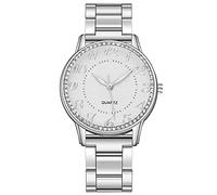 Reloj de pulsera para mujer, movimiento de cuarzo, reloj de pulsera aprobado para ferrocarril, plata, talla única