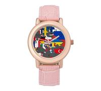 Reloj de pulsera personalizado con mapa de bandera de Europa y África del Norte para mujer, regalo para cumpleaños, día de San Valentín, Estilo:, regular, MHXYZHW