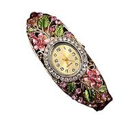 Reloj de pulsera, pulsera de cuarzo con flores, para mujer, reloj de pareja, pulseras iluminadas, rosa, talla única