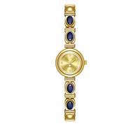 Reloj de Pulsera Reloj de Lujo con Incrustaciones de Jade, Reloj de Cuarzo Ovalado, Reloj de Pulsera Retro Resistente al Agua, se Puede Usar como Regalo for Novia y Esposa. Digital(Blue Stone Gold)
