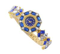reloj de pulsera Reloj De Pulsera De Oro For Mujer, Reloj De Pulsera De Cuarzo Con Forma De Flor, Relojes De Pulsera Con Piedras Preciosas Y Diamantes, Joyería De Regalo For Mujer relojes(Blu)