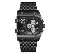 Reloj de Pulsera Reloj Luminoso for Hombre, multizona horaria, Esfera Grande, Reloj de Pulsera de Cuarzo con Correa de Acero, Accesorios Formales for Hombre. Relojes(Noir)