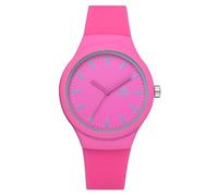 Reloj de pulsera sólido para mujer, casual, de silicona, con patrón de reloj de moda, reloj de viento manual, hot pink, talla única