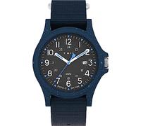 Reloj de pulsera Timex Reclaim Ocean, 1.6 pulgadas (40 mm), esfera negra, plástico reciclado, cristal mineral, cuarzo, resistente al agua hasta 3 ATM, reloj de 40 mm, Azul marino