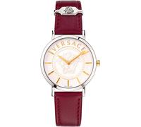 Versace - Essential Rojo/Plata Reloj de Cuero - Accessories - Mujer - Gris - ONE SIZE -