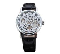 Reloj de pulsera Winner para mujer, automático, mecánico, hueco, resistente al agua (plateado y negro)