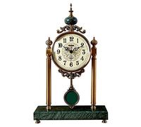 Reloj de repisa de campana, reloj silencioso que funciona con pilas, para decoración de oficina y hogar, diseño de mármol de metal, estilo clásico, estante de madera