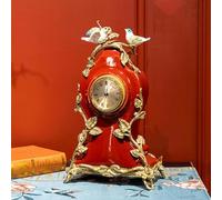 Reloj de repisa silenciosa Vintage, Relojes de Escritorio mecánico Vintage exquisitos, Decorativo de Hotel Antiguo para el hogar para Sala de Estar, Estudio, Lugares públicos, latón + cerámica Red