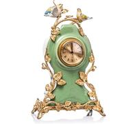 Reloj de repisa silenciosa Vintage, Relojes de Escritorio mecánico Vintage exquisitos, Decorativo de Hotel Antiguo para el hogar para Sala de Estar, Estudio, Lugares públicos, latón + cerámica Green