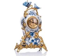 Reloj de repisa silenciosa Vintage, Relojes de Escritorio mecánico Vintage exquisitos, Decorativo de Hotel Antiguo para el hogar para Sala de Estar, Estudio, Lugares públicos, latón + cerámica White