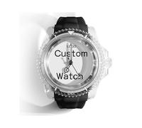 (Reloj de silicona negro) Reloj personalizado con foto y logotipo de la empresa para enviar a tu novio