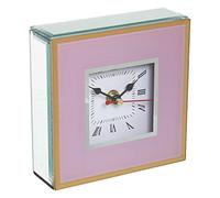 Reloj de sobremesa de Cristal y Madera en Rosa y Dorado 13,5x13,5x4,5cm