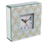 Reloj de sobremesa de Cristal y Madera en Verde y Dorado 13,5x13,5x4,5cm