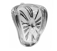 Reloj de sobremesa Relaxdays, Estilo Salvador Dalí, para Bordes de Mesa y estantería, diseño Curvo, a Pilas, Plateado
