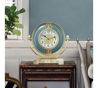 Reloj De Sobremesa Vintage A Pilas - Mecanismo Silencioso - Ideal para La Decoración De La Sala De Estar Y La Oficina - Elegante Acabado Dorado para Chimenea Y Estantería Blue