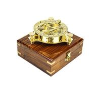 Reloj De Sol Brújula en caja de madera Diámetro. 7.5 cm