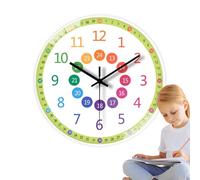 Reloj de Tiempo de enseñanza para niños, Reloj de Aprendizaje,Reloj analógico de 8 Pulgadas para Pared de Aula - Reloj de enseñanza para Decir la Hora Que no Hace tictac, Reloj silencioso para