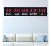 Reloj De Zona Horaria De Hotel Con Múltiples Zonas Horarias, Reloj Mundial De 5 Ciudades, Reloj Mundial De Zona Horaria De Ciudad Montado En La Pared Con 5 Zonas Horarias,Red+white