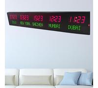 Reloj De Zona Horaria De Hotel Con Múltiples Zonas Horarias, Reloj Mundial De 5 Ciudades, Reloj Mundial De Zona Horaria De Ciudad Montado En La Pared Con 5 Zonas Horarias,Red+green