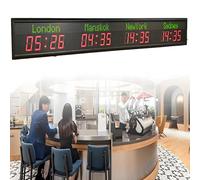 Reloj De Zonas Horarias Mundiales, Reloj De Pared Digital LED Con Hora Mundial, 5 Niveles De Ajuste De Brillo, Reloj De Hora Mundial De 3/4 Ciudades,4citytime