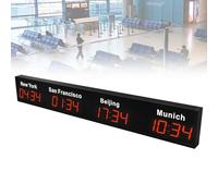 Reloj de Zonas Horarias Mundiales, Reloj Digital de Múltiples Zonas Horarias Montado en la Pared, Reloj de Hora Mundial de 3/4 Ciudades, para Empresas Multinacionales Hoteles Oficina (4city Red)