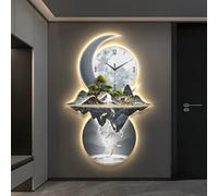 Reloj decorativo de pared 3D con luz LED, decoración de pared moderna, cuadro decorativo para colgar en la pared, cuadro decorativo con relieve con fuente de alimentación enchufable para sala de estar