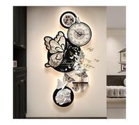 Reloj decorativo de pared, decoración de pared moderna, cuadro decorativo LED 3D para colgar en la pared, fuente de alimentación enchufable, silencioso, para sala de estar o dormitorio (negro, 120 x 6