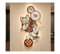 Reloj decorativo de pared, decoración moderna de pared, cuadro decorativo LED 3D para colgar en la pared, fuente de alimentación enchufable, silencioso, para sala de estar o dormitorio (marrón, 100 x