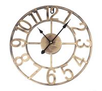 Reloj decorativo para exteriores en estilo vintage, elegante diseño de metal para jardines y hogares, silencioso y fácil de leer (H)