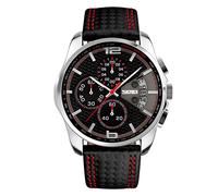 Reloj del Deporte de Carreras SKMEI de Negocios a Prueba de Agua Reloj de Cuarzo Cuero de la Manera de los Hombres (Rojo)