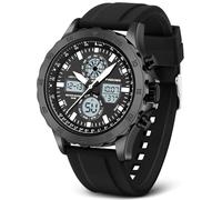 Reloj Deporte Militar para Hombre - Analógico Digital Impermeable de Acero Inoxidable con Alarma, Cronómetro, LED, Hora, Timbre - Multifunción (Blanco-Negro)