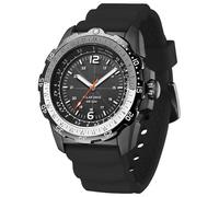 Reloj deportivo al aire libre para hombre, impermeable, cronómetro con luminoso, sin necesidad de batería, reloj solar, electrónico, multifunción, militar, aventura al aire libre, Negro , correa