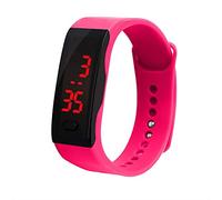 Reloj deportivo con pantalla de pulsera para niños, de sílice, LED, gel, para estudiantes, hot pink, talla única