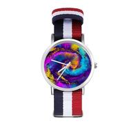 Reloj deportivo con textura de mármol morado y azul para hombres y mujeres, reloj de pulsera analógico de cuarzo con correa de nailon