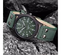 Reloj deportivo de cuero para hombre, correa clásica, de cuarzo, cronómetro, reloj de pulsera para mujer, verde, talla única