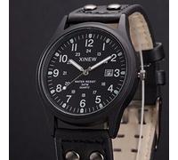 Reloj deportivo de cuero para hombre, correa clásica, de cuarzo, cronómetro, reloj de pulsera para mujer, negro, talla única