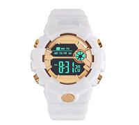 Reloj deportivo de goma para hombre, con fecha, cronómetro, pantalla LCD, digital, para hombre, blanco, talla única