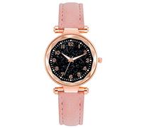 Reloj deportivo de moda para mujer, reloj clásico de cuarzo, correa de cuero, bonito estilo digital, reloj cronógrafo de cuarzo, analógico, clásico, para mujer, rosa, Talla única, Correa