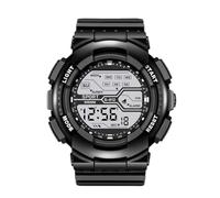 Reloj deportivo de pulsera para hombre, con pantalla LCD, cronómetro, fecha, digital, de goma, para hombre, con números, negro, talla única