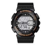 Reloj deportivo de pulsera para hombre, con pantalla LCD, cronómetro, fecha, digital, de goma, para hombre, con números, dorado, talla única